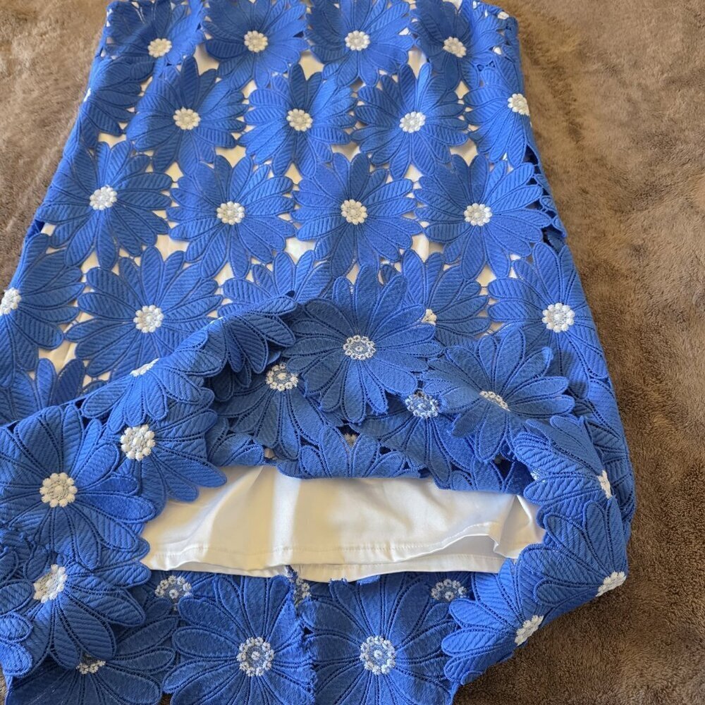 Alex Marie Royal Blue Floral Lace Sheath Dress Size 2 Wedding Guest - Picture 8 of 16